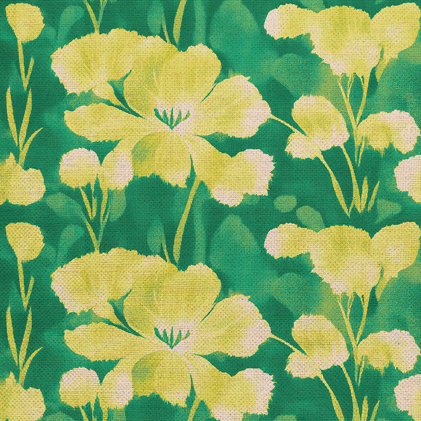 Abstract Florals - Chartreuse on Green