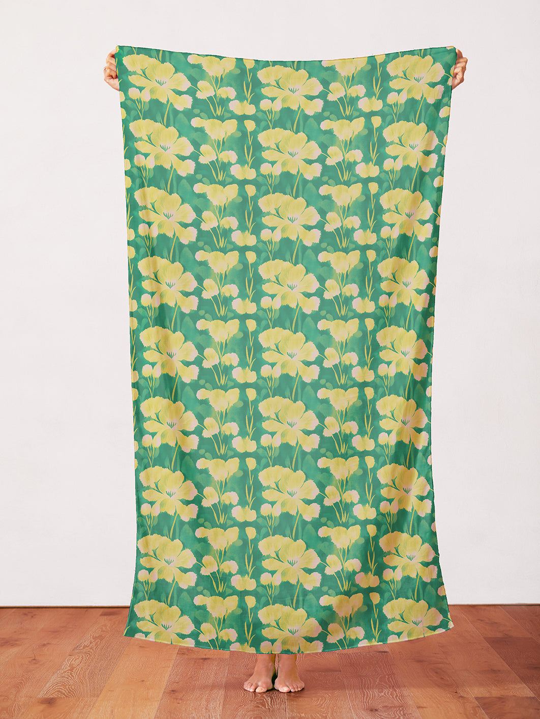 Abstract Florals - Chartreuse on Green