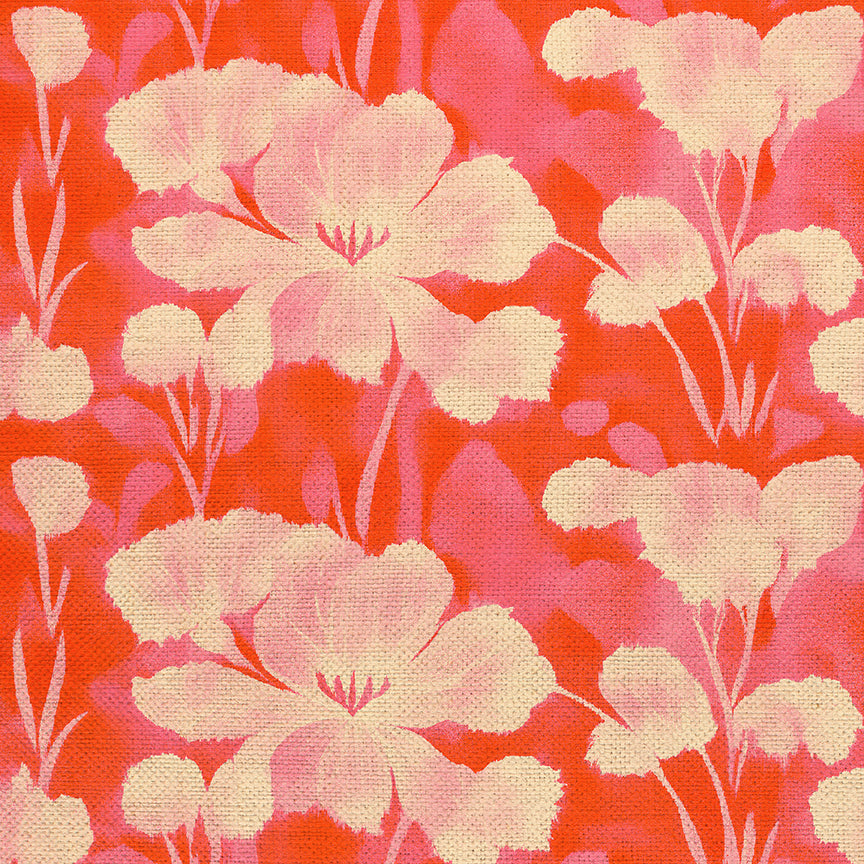Abstract Florals - Cream on Red