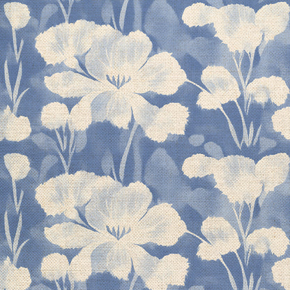 Abstract Florals - White on Blue