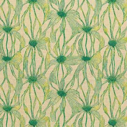 Floral Line Work - Green on Chartreuse