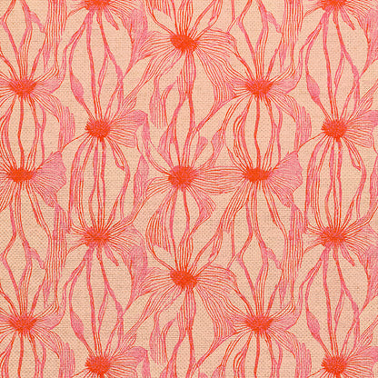 Floral Line Work - Red on Cream