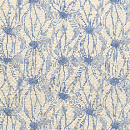 Floral Line Work - Blue on White