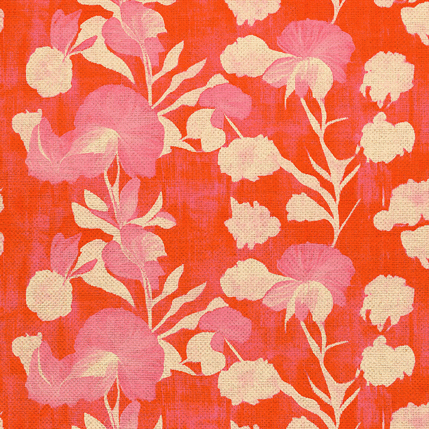 Garden Stems - Cream on Red