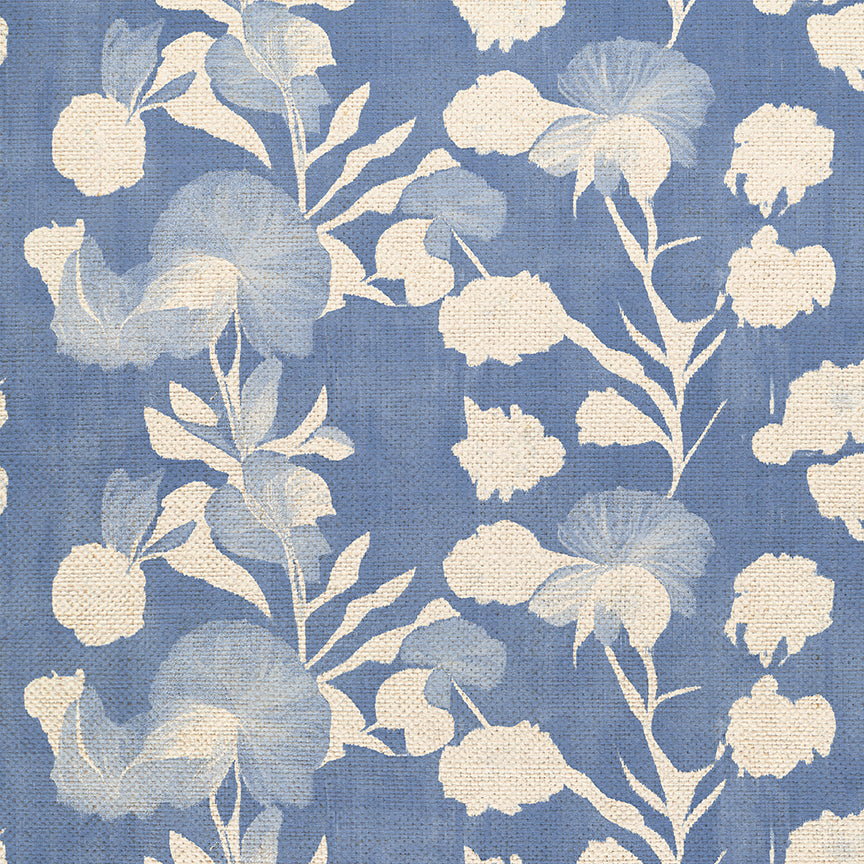 Garden Stems - White on Blue