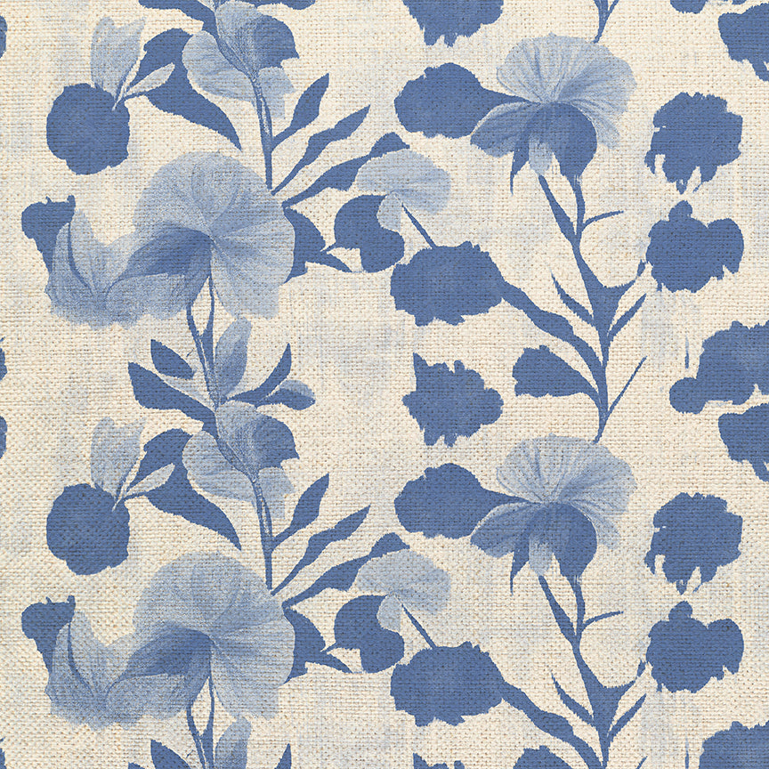 Garden Stems - Blue on White