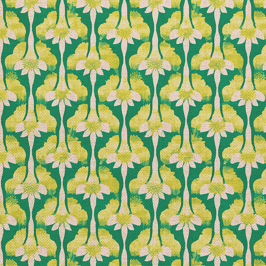 Abstract Stems - Chartreuse on Green