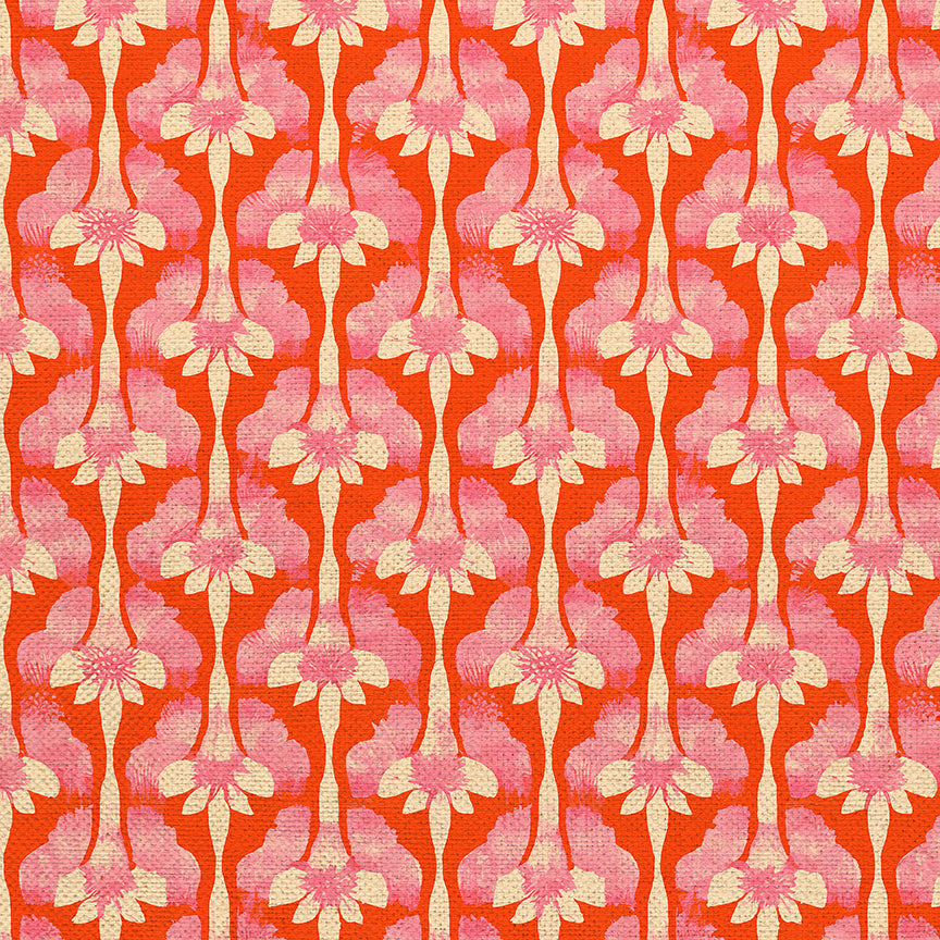 Abstract Stems - Cream on Red