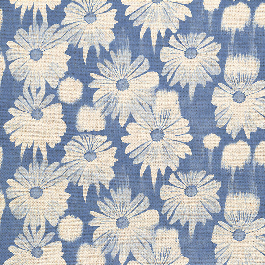 Dripping Daisies - White on Blue