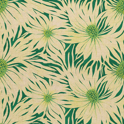 Whimsical Petals - Chartreuse on Green