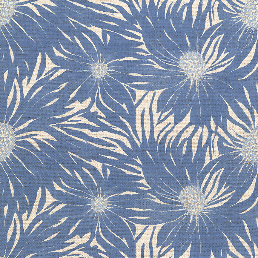 Whimsical Petals - Blue on White