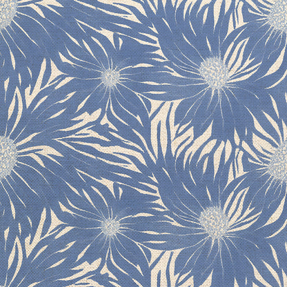 Whimsical Petals - Blue on White