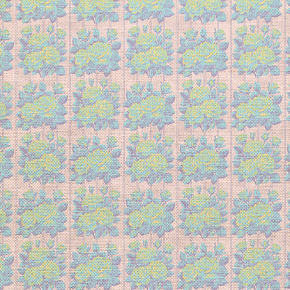 Rose Bouquets - Blue on Pink