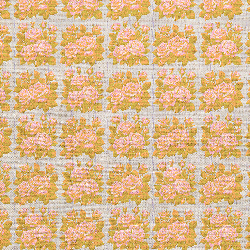 Rose Bouquets - Gold on Blue