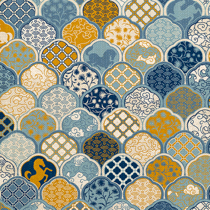 Horse Scallop - Blue/Gold