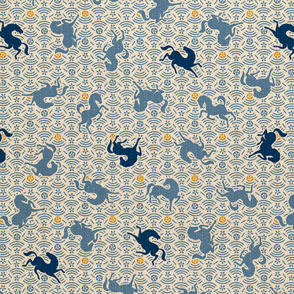 Horse Toss - Blue on White