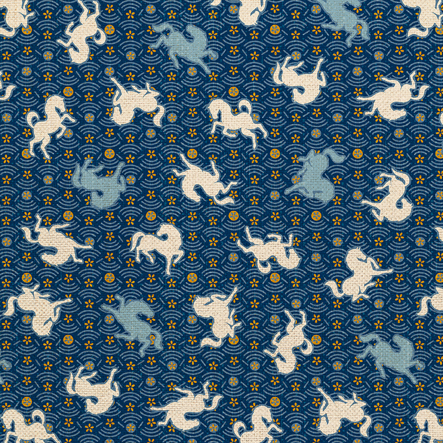 Horse Toss - White on Blue