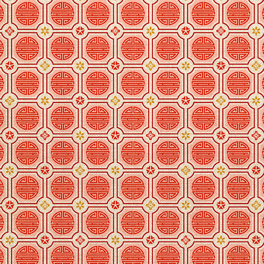 Geometric Symbols - Red on Pink