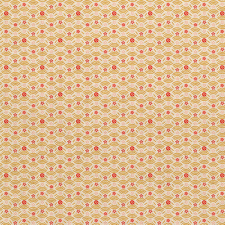 Floral Circles - Red/Gold