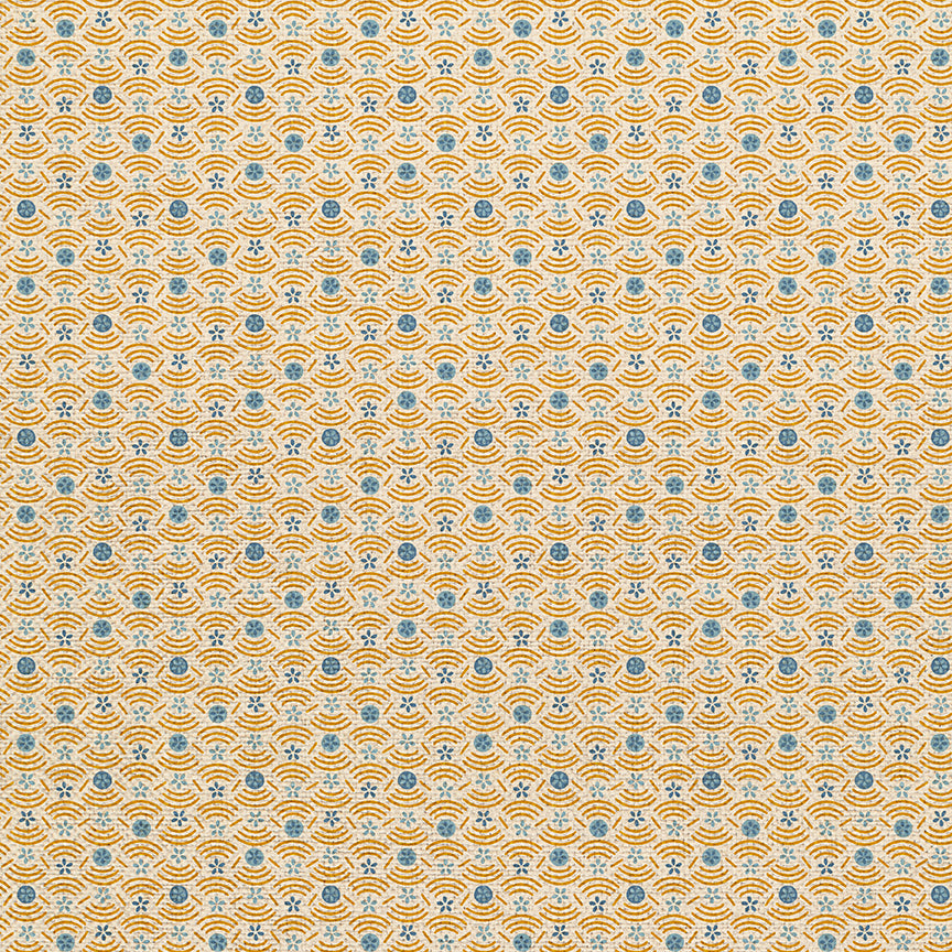 Floral Circles - Blue/Gold