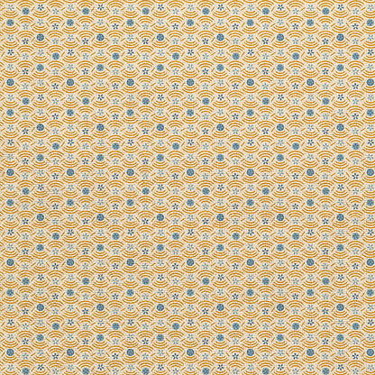 Floral Circles - Blue/Gold