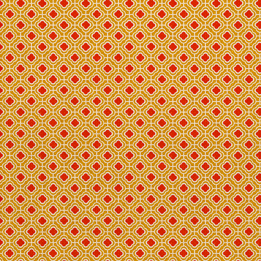 Geometric Floral - Red/Gold