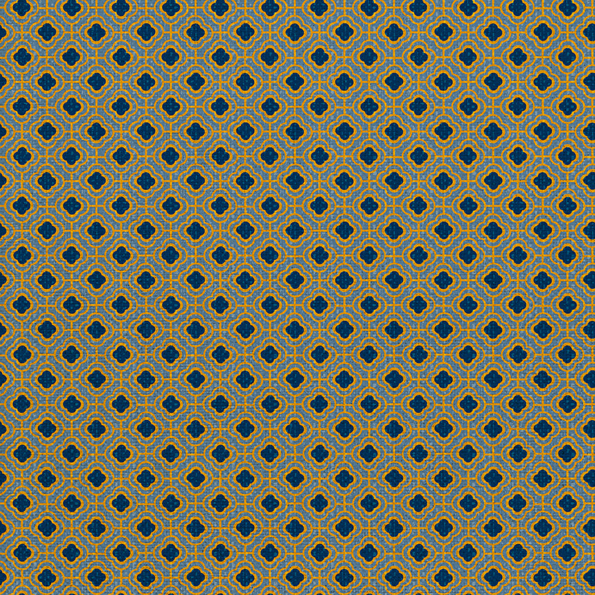 Geometric Floral - Blue/Gold