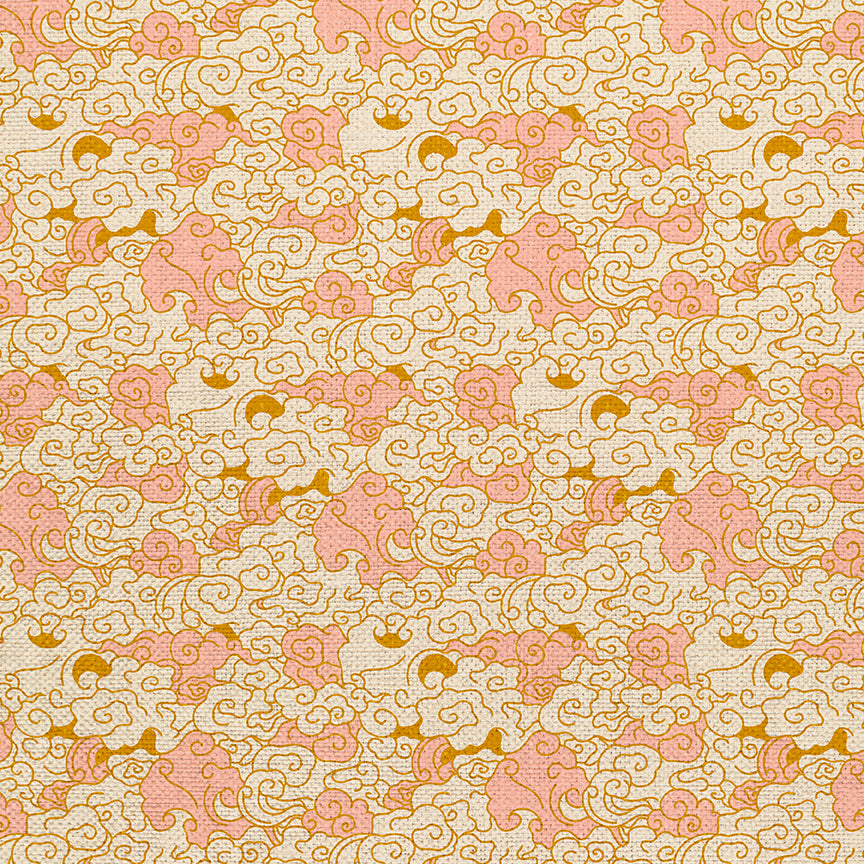 Whimsical Clouds - Pink/Gold