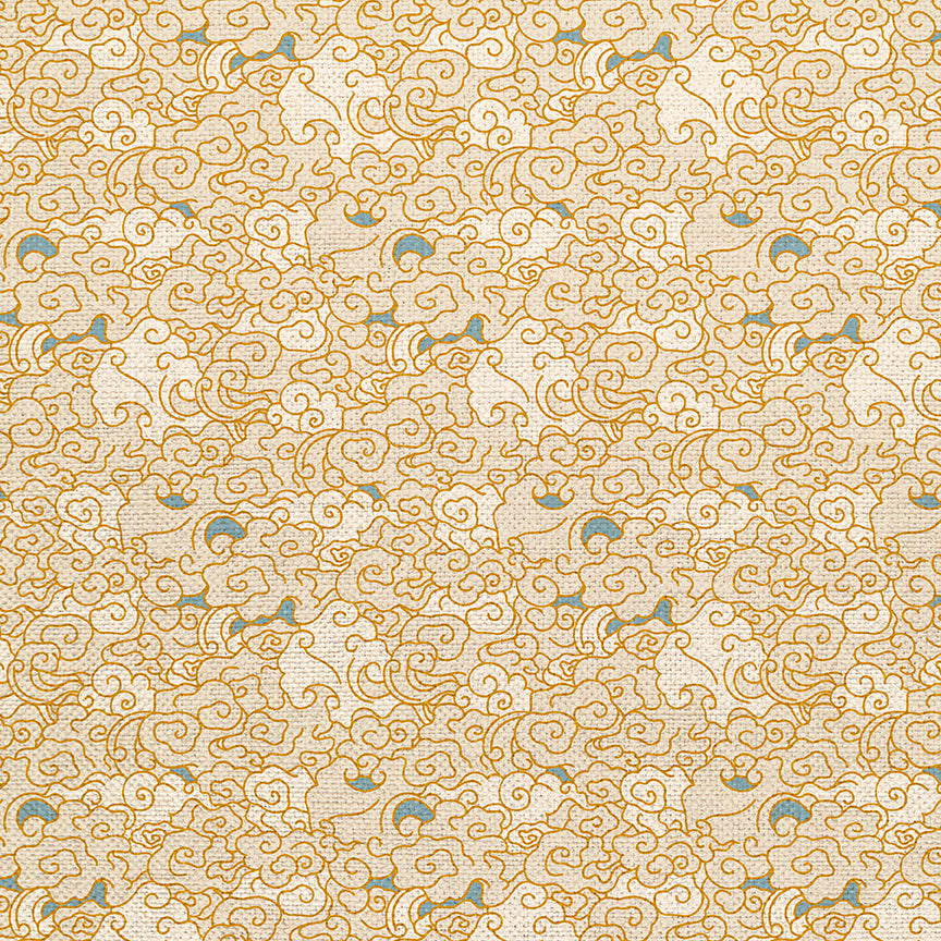 Whimsical Clouds - Blue/Gold