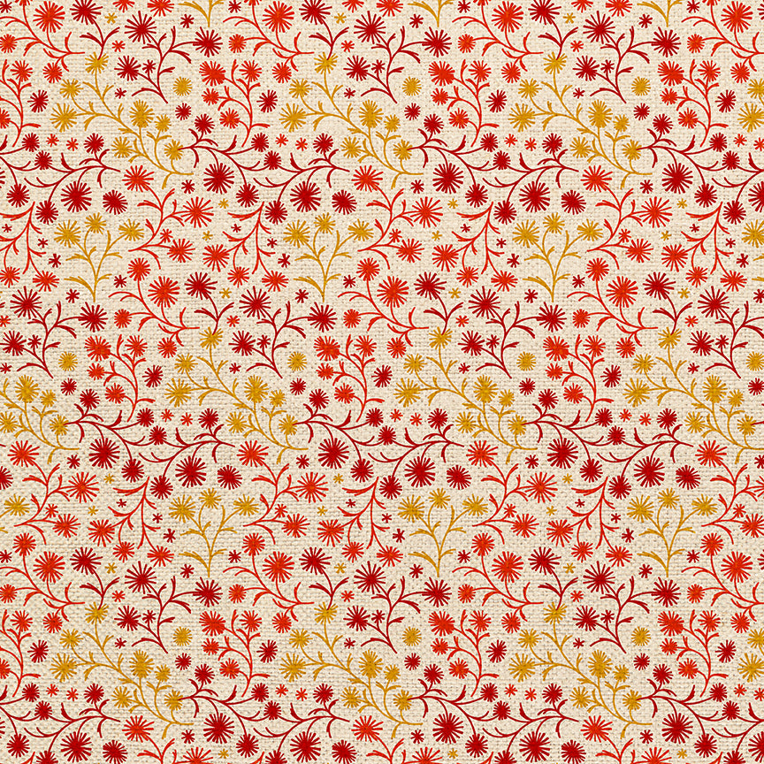 Floral Toss - Red/Gold