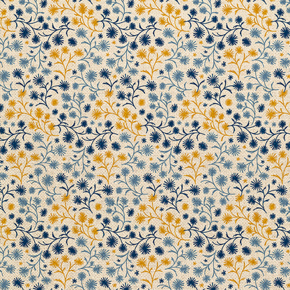 Floral Toss - Blue/Gold