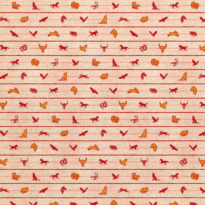 Ditsy Animal Stripe - Red/Orange