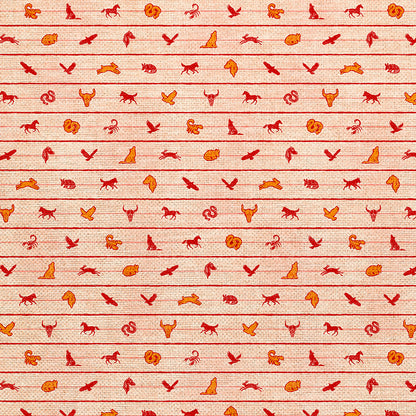 Ditsy Animal Stripe - Red/Orange