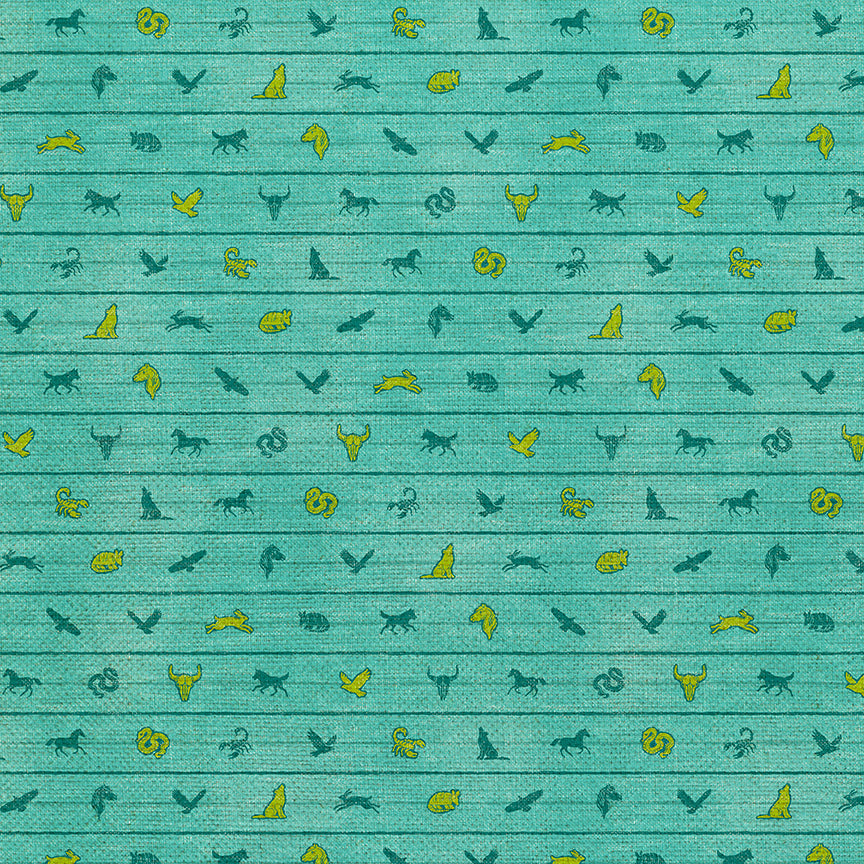 Ditsy Animal Stripe - Blue/Green