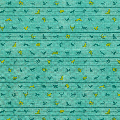 Ditsy Animal Stripe - Blue/Green