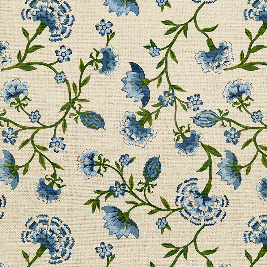 Floral Wallpaper - White/Blue