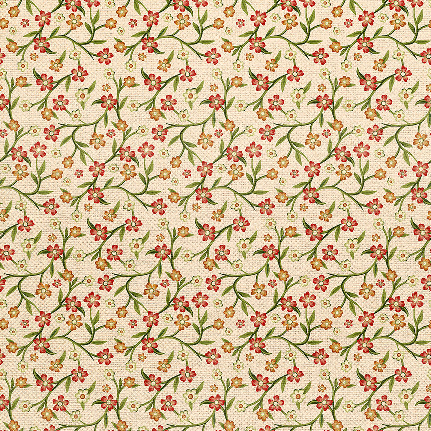 Floral Vines - White/Red
