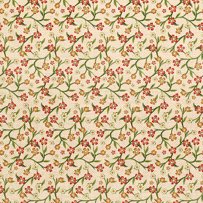 Floral Vines - White/Red