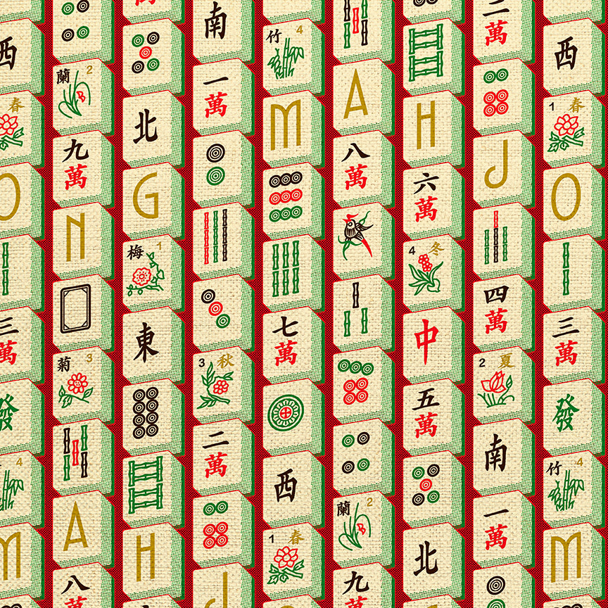 Mahjong Tiles - Dark Red/Green