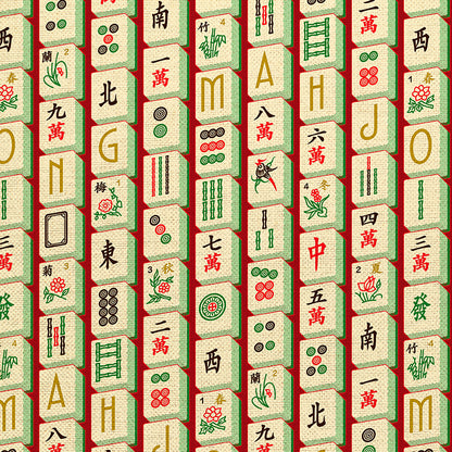 Mahjong Tiles - Dark Red/Green