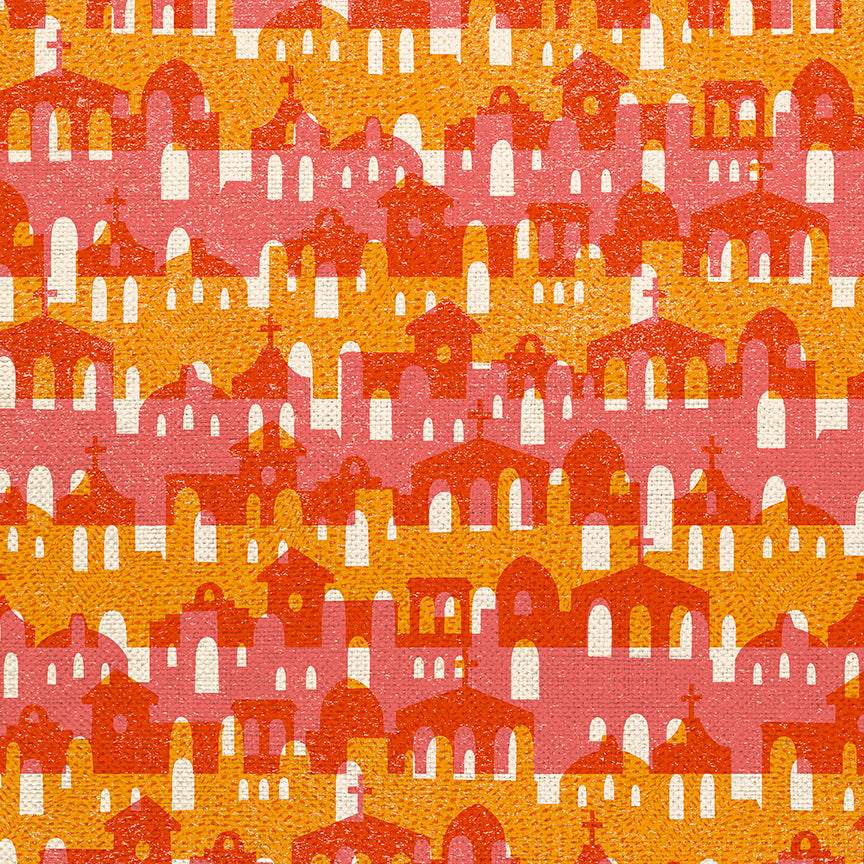 Town Building Stripe - Pink/Orange