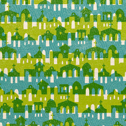 Town Building Stripe - Green/Blue