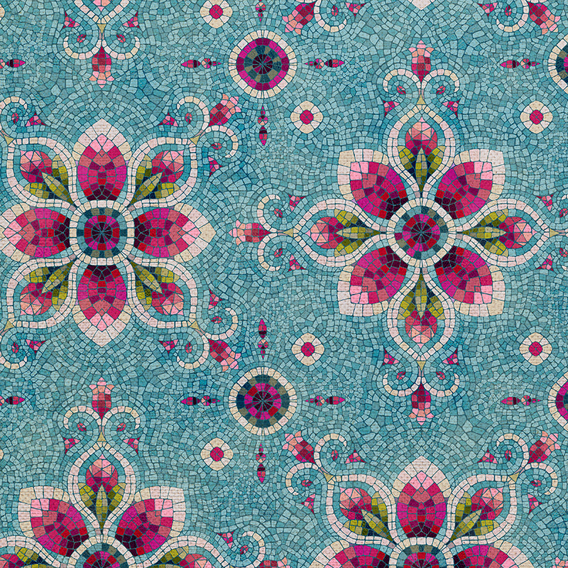 Tile Medallions - Aqua/Pink