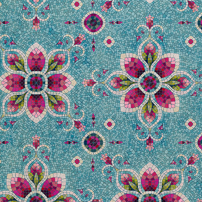 Tile Medallions - Aqua/Pink