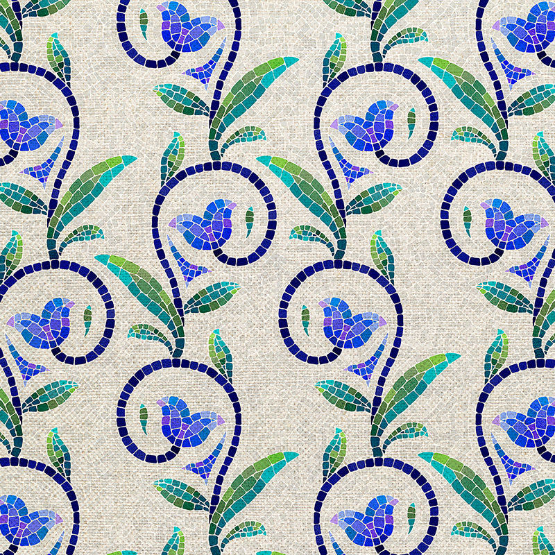 Vine Stripes - Grey/Blue