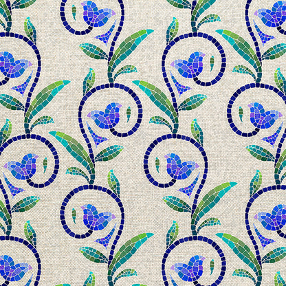 Vine Stripes - Grey/Blue