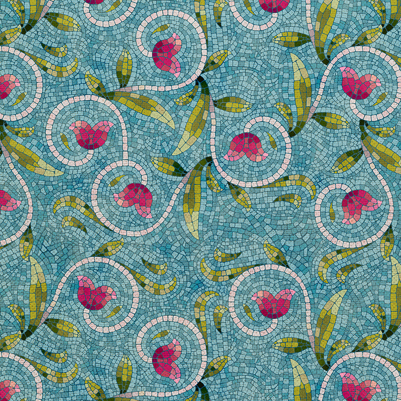 Vine Toss - Aqua/Pink