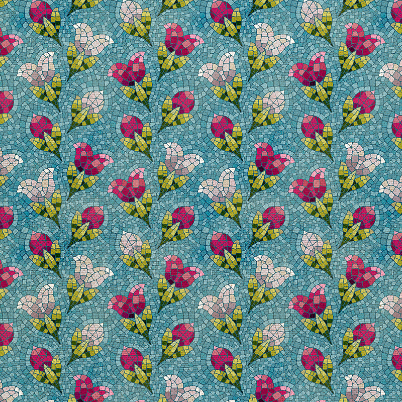 Tulips - Aqua/Pink