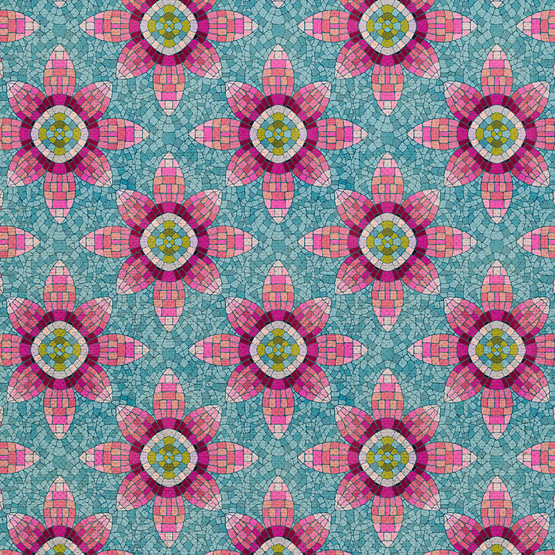Geo Bloom - Aqua/Pink