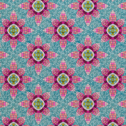 Geo Bloom - Aqua/Pink